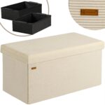 Bancuta cu spatiu de depozitare, din poliester, 76x38x38cm, crem