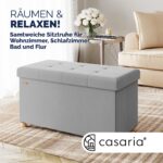 Bancuta cu spatiu de depozitare, catifea, 76x38x38cm, gri - imagine 3