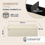 Banca cu spatiu de depozitare, din poliester, 114 x 38 x 38 cm, crem - imagine 8