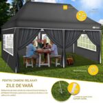 Pavilion de gradina/terasa,Tillvex, 6 pereti laterali, inaltime reglabila, 3x6m, antracit - imagine 2