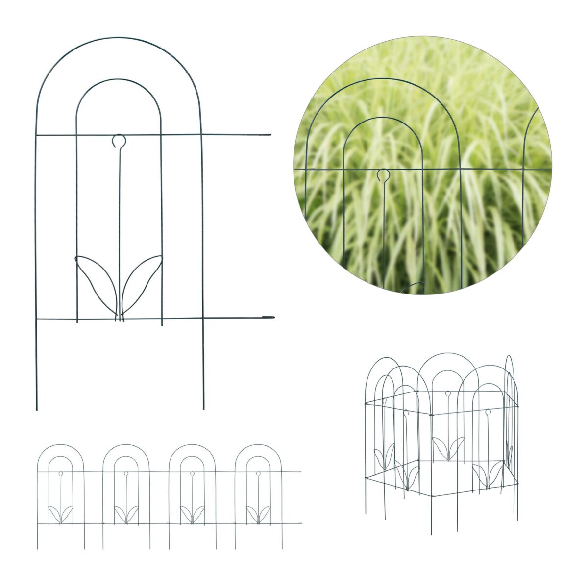 Gard de gradina decorativ, 5 piese, din metal, 81,5 x 244 x 0,3 cm - imagine 3