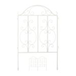 Gard de gradina decorativ, 3 piese, din metal, alb, 98 x 190,5 x 2,5 cm