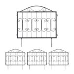 Gard decorativ din 4 piese, Relaxdays, cu infingere in sol, fier, 60 x 60 x 1, 5 cm, negru