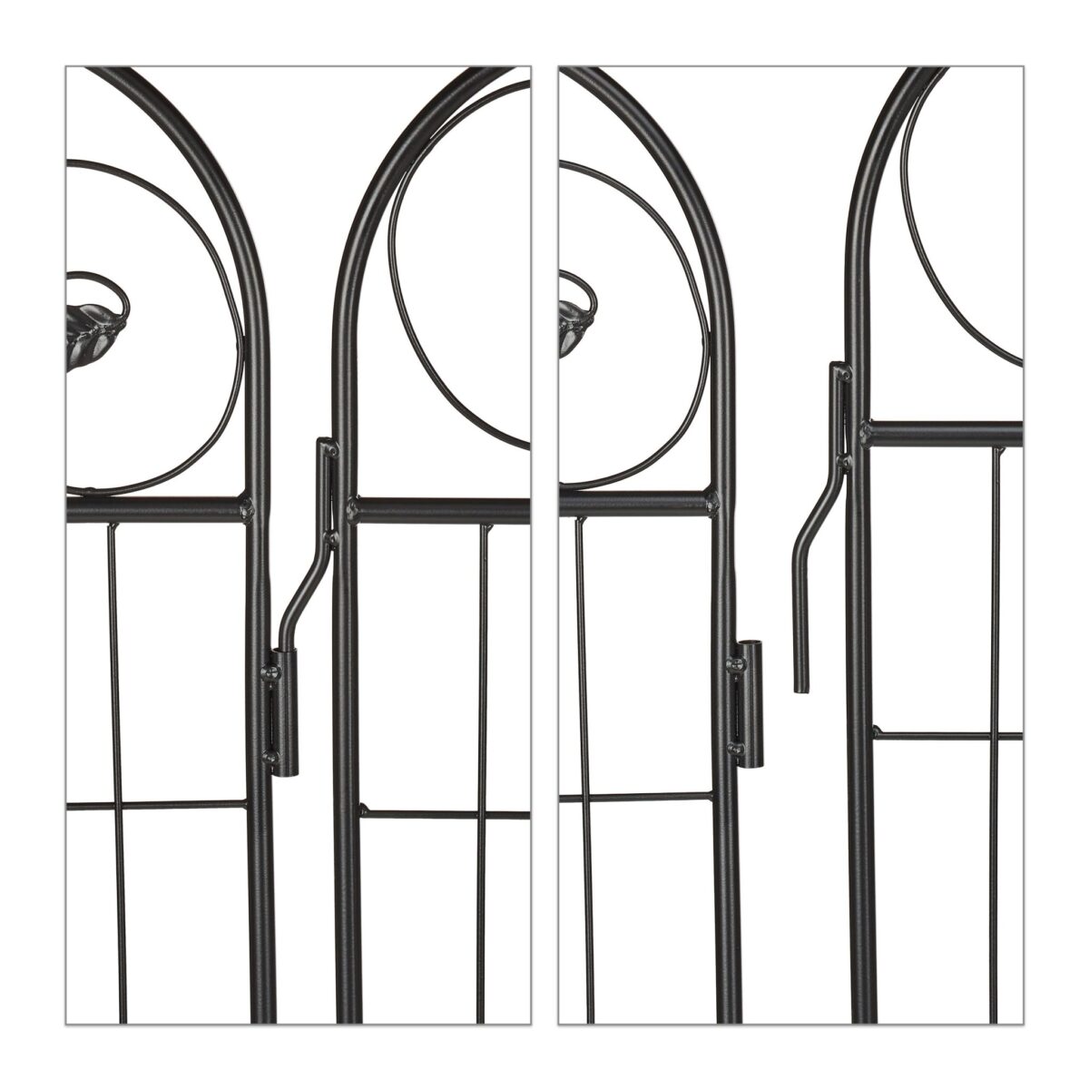 Gard de gradina decorativ, 4 piese, din metal, 112 x 94 x 1 cm, negru - imagine 8