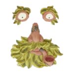 Decoratiune de gradina, 3 piese, din polirasina, maro/verde