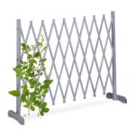 Spalier extensibil pentru flori cataratoare, lemn, 90 x 28 cm, gri
