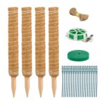 Set 4 betisoare nuca de cocos pentru sustinere flori, 40 cm, accesorii incluse