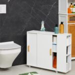 Dulap ingust pentru baie, usi glisante, alb, MDF - imagine 2