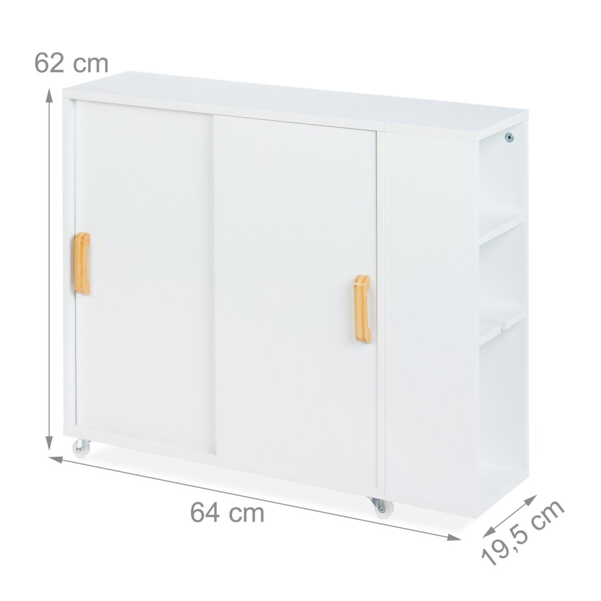 Dulap ingust pentru baie, usi glisante, alb, MDF - imagine 3