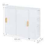Dulap ingust pentru baie, usi glisante, alb, MDF - imagine 3