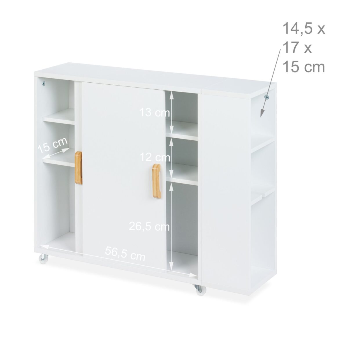 Dulap ingust pentru baie, usi glisante, alb, MDF - imagine 9