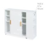 Dulap ingust pentru baie, usi glisante, alb, MDF - imagine 9