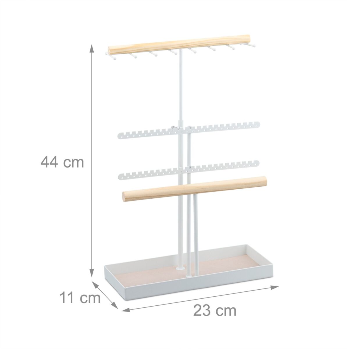 Organizator pentru bijuterii, din lemn, alb/maro, 44 x 23 x 10 cm - imagine 5