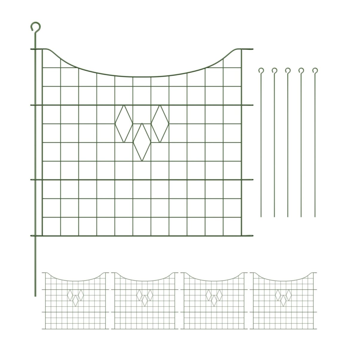Set 5 panouri de gard pentru gradina, 66 x 76 cm, verde - imagine 2