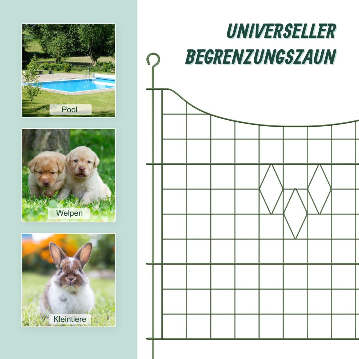 Set 5 panouri de gard pentru gradina, 66 x 76 cm, verde - imagine 7