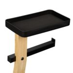 Suport pentru hartie igienica cu perie de toaleta si loc pentru rezerve, bambus/metal, negru - imagine 6