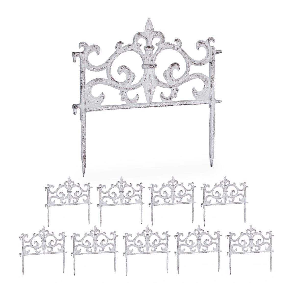 Bordura separatoare pentru gazon, 10 bucati, 27 x 27 x 1 cm, alb - imagine 2