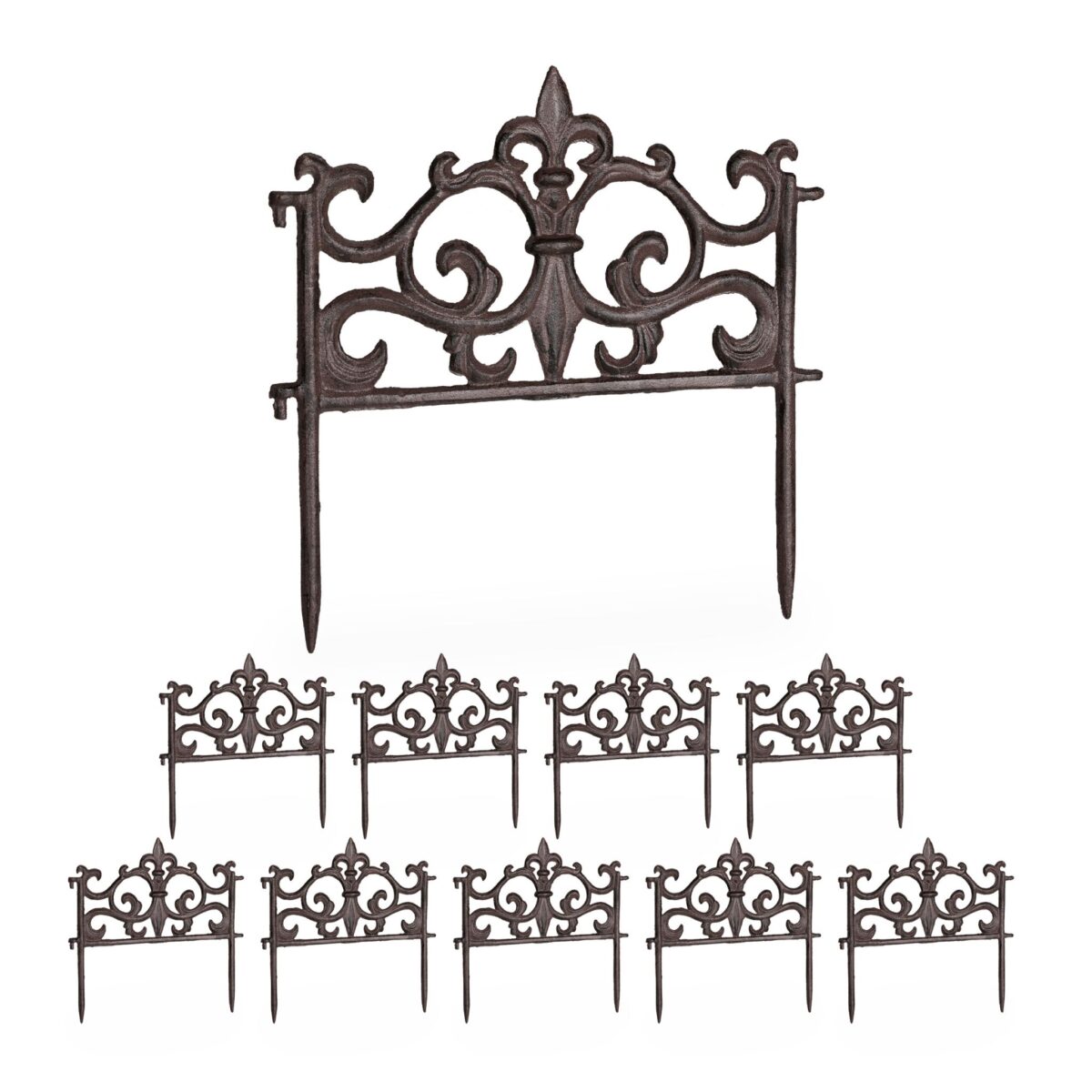 Bordura separatoare pentru gazon, 10 bucati, 27 x 27 x 1 cm, maro - imagine 2