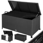 Lada depozitare gradina/terasa Casaria®, poliratan, 270 L, cu roti, 117 x 53 x 60 cm