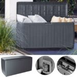 Lada depozitare pentru gradina si terasa Casaria®, 290 L, plastic, roti transport, antracit, 117 x 47 x 60 cm
