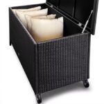 Lada depozitare pentru gradina/terasa Casaria®, poliratan, roti si manere transport, 400 L, negru, 117 x 55 x 64 cm - imagine 3