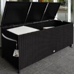 Lada depozitare pentru gradina/terasa Casaria®, poliratan, roti si manere transport, 400 L, negru, 117 x 55 x 64 cm - imagine 2