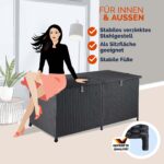 Lada depozitare pentru terasa/gradina Casaria®, cu 2 deschideri, roti pentru transport, poliratan, 625 L, negru, 150 x 77 x 73 cm - imagine 5