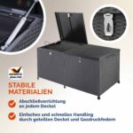 Lada depozitare pentru terasa/gradina Casaria®, cu 2 deschideri, roti pentru transport, poliratan, 625 L, negru, 150 x 77 x 73 cm - imagine 4