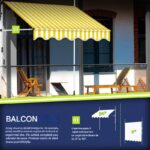 Marchiza copertina, 200 cm, inaltime reglabila, unghi de inclinare reglabil, rezistent la UV, alb/galben - imagine 3