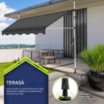 Marchiza copertina, 250 cm, inaltime reglabila, unghi de inclinare reglabil, rezistent la UV, gri - imagine 4