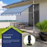 Marchiza copertina, 200 cm, inaltime reglabila, unghi de inclinare reglabil, rezistent la UV, alb/albastru - imagine 4