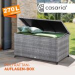 Lada depozitare pentru gradina si terasa Casaria®, poliratan, 270 L, roti si manere pentru transport, gri, 117 x 53 x 60 cm - imagine 5