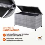 Lada depozitare pentru gradina si terasa Casaria®, poliratan, 270 L, roti si manere pentru transport, gri, 117 x 53 x 60 cm - imagine 3
