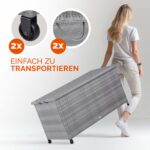 Lada depozitare pentru gradina si terasa Casaria®, poliratan, 270 L, roti si manere pentru transport, gri, 117 x 53 x 60 cm - imagine 2
