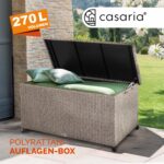 Lada depozitare pentru gradina si terasa Casaria®, poliratan, 270 L, roti si manere pentru transport, crem, 117 x 53 x 60 cm - imagine 7