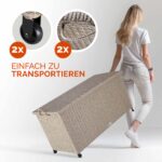 Lada depozitare pentru gradina si terasa Casaria®, poliratan, 270 L, roti si manere pentru transport, crem, 117 x 53 x 60 cm - imagine 2