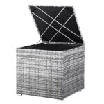 Lada depozitare pentru gradina si terasa Casaria®, poliratan, gri, 75 x 75 x 70 cm