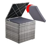 Lada depozitare pentru gradina si terasa Casaria®, poliratan, gri, 75 x 75 x 70 cm - imagine 7