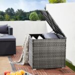 Lada depozitare pentru gradina si terasa Casaria®, poliratan, gri, 75 x 75 x 70 cm - imagine 3