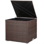 Lada depozitare pentru gradina si terasa Casaria®, poliratan, maro, 75 x 75 x 70 cm