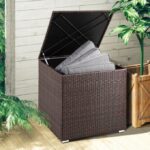 Lada depozitare pentru gradina si terasa Casaria®, poliratan, maro, 75 x 75 x 70 cm - imagine 3