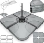 Suport pentru baza umbrela, greutati, 4 placi, umplere cu apa sau nisip 90 litri / 120 kg, gri, Tillvex