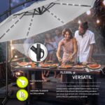 Umbrela cu iluminare LED pentru gradina si terasa, Tillvex, Ø 350 cm, husa, 8 spite, rotire 360°, protectie UV 50+, poliester de 180 g/m², manivela, gri - imagine 4