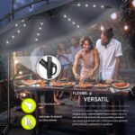 Umbrela cu iluminare LED pentru gradina si terasa, Tillvex, Ø 350 cm, husa, 8 spite, rotire 360°, protectie UV 50+, poliester de 180 g/m², manivela, albastru - imagine 4