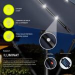 Umbrela cu iluminare LED pentru gradina si terasa, Tillvex, Ø 350 cm, husa, 8 spite, rotire 360°, protectie UV 50+, poliester de 180 g/m², manivela, albastru - imagine 3