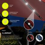 Umbrela cu iluminare LED pentru gradina si terasa, Tillvex, Ø 350 cm, husa, 8 spite, rotire 360°, protectie UV 50+, poliester de 180 g/m², manivela, rosu - imagine 2