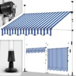 Marchiza copertina, 250 cm, inaltime reglabila, unghi de inclinare reglabil, rezistent la UV, alb/albastru
