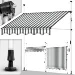 Marchiza copertina, 200 cm, inaltime reglabila, unghi de inclinare reglabil, rezistent la UV, alb/negru