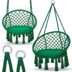 Leagan suspendat din bumbac, capacitate pana la 200 kg, pentru interior/exterior, 77 x 142 cm, verde
