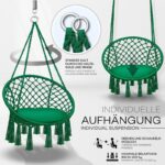Leagan suspendat din bumbac, capacitate pana la 200 kg, pentru interior/exterior, 77 x 142 cm, verde - imagine 4